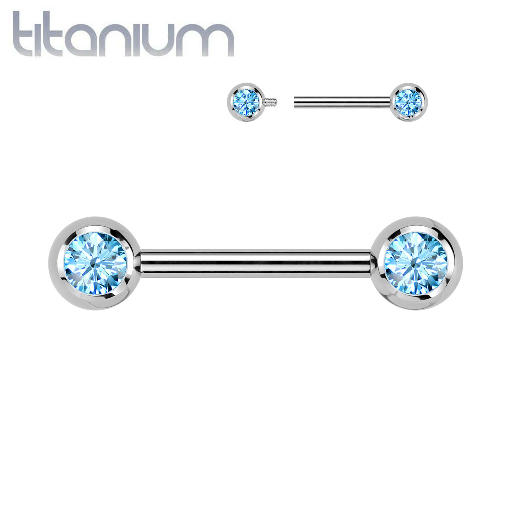 Barbell Nipple Color Gems3 - Keepsake Custom Tattoo Jewelry
