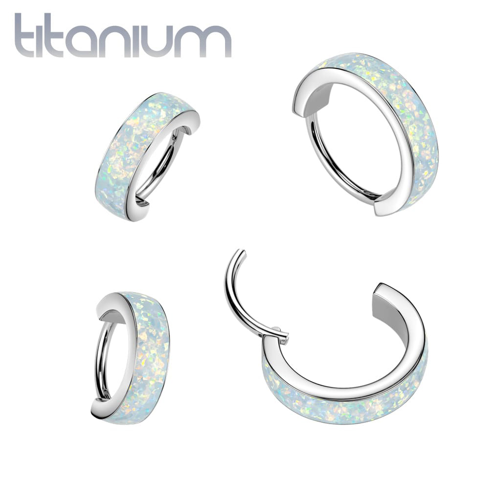 Hoop Dangle Gem Titanium