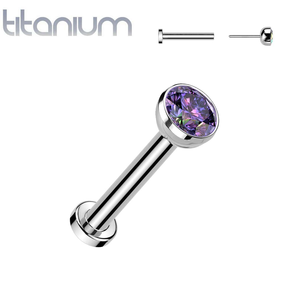 Labret Gem Bezel Push Titanium5