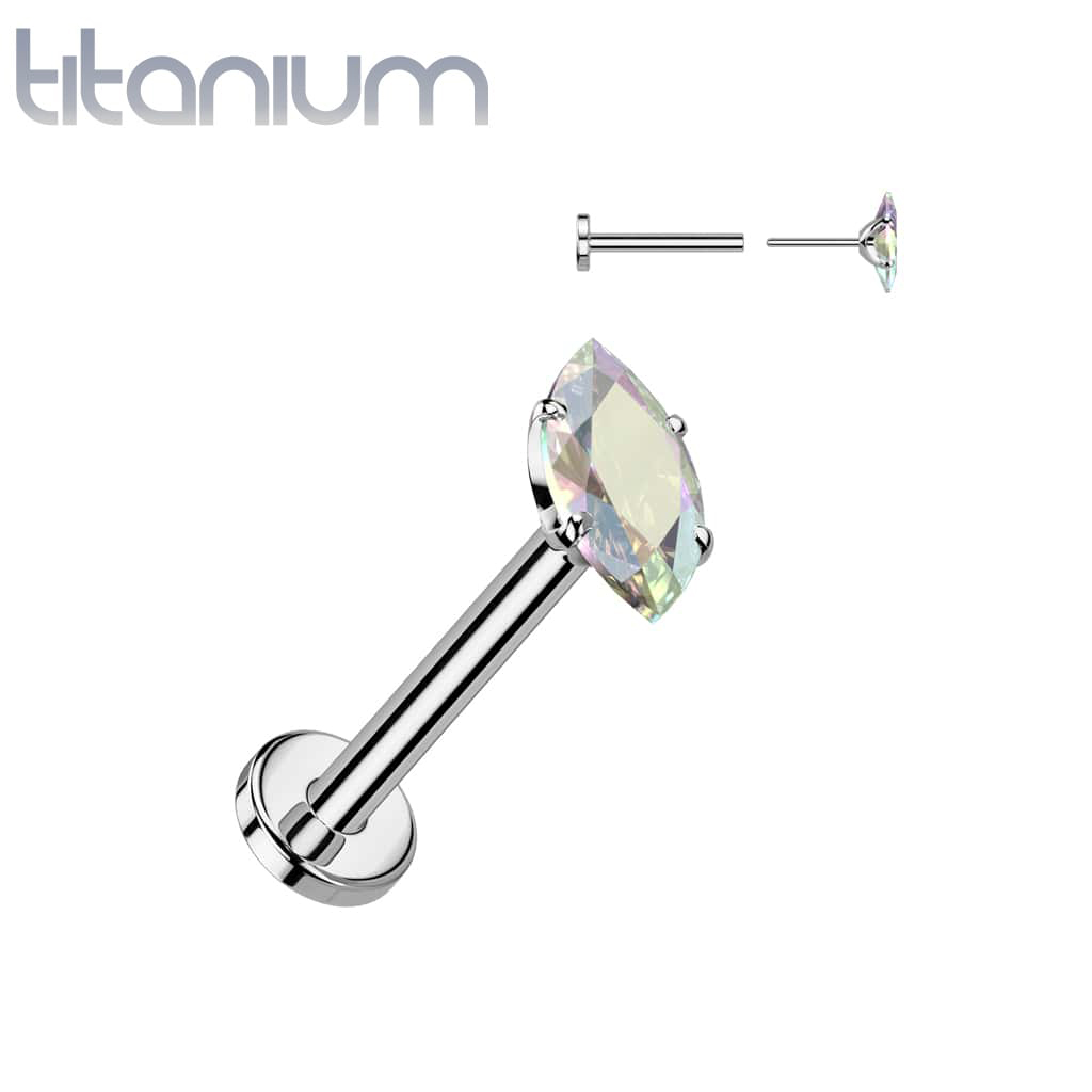Labret Marquise Gems Titanium1